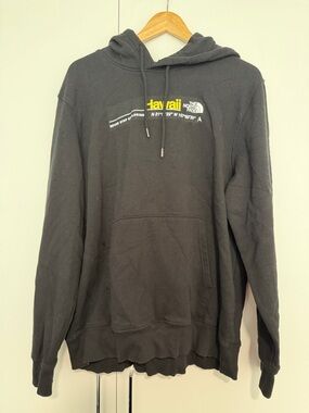 The North Face Hawaii Black Pullover Hoodie with Yellow & White Logo